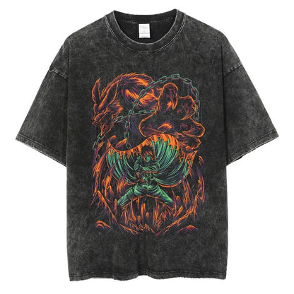Minato Naruto T-shirt - Anime Motiv Streetwear Harajuku - Washed Vintage