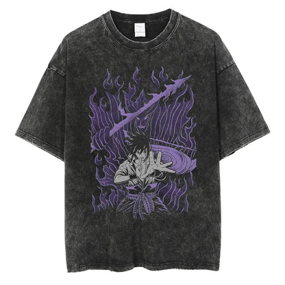 Naruto T-shirt - Anime Motiv Streetwear Harajuku - Washed Vintage Ver. 2