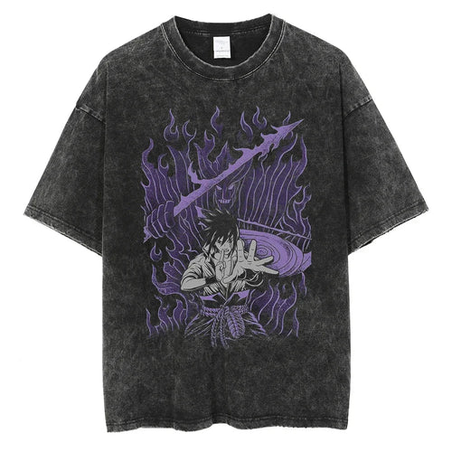 Naruto T-shirt - Anime Motiv Streetwear Harajuku - Washed Vintage Ver. 2