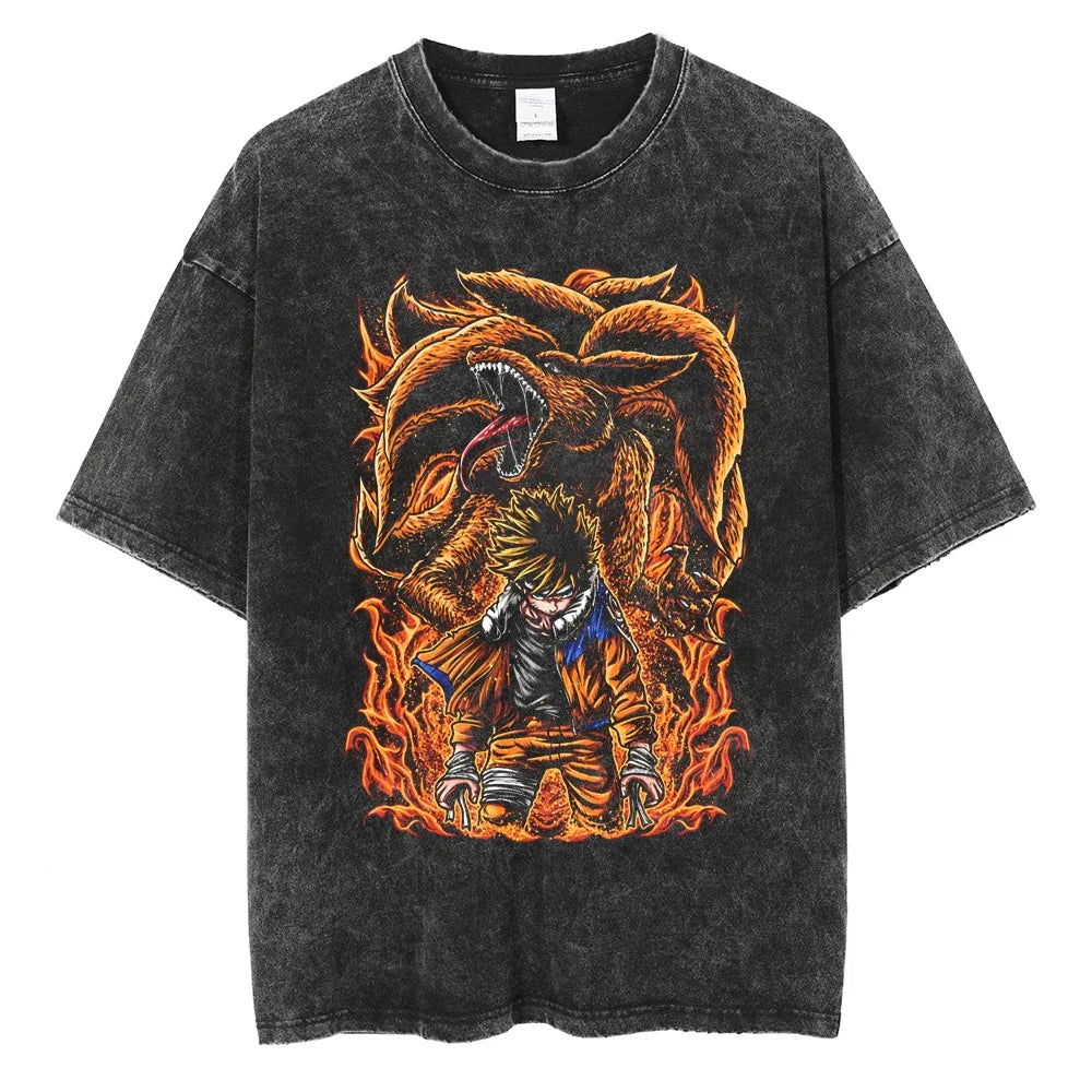 Naruto T-shirt - Anime Motiv Streetwear Harajuku - Washed Vintage Ver. Limited