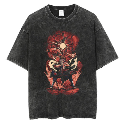 Naruto T-shirt - "Blood Pain" Anime Motiv Streetwear Harajuku - Washed Vintage