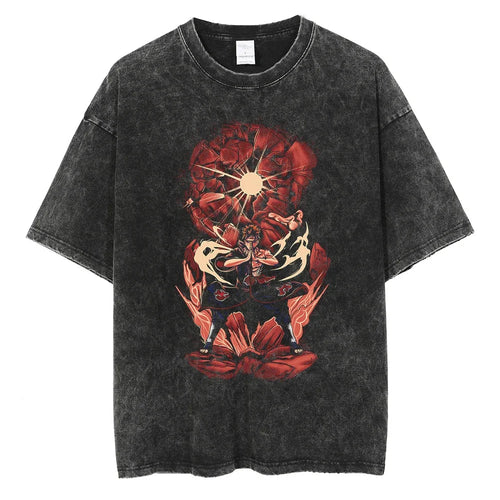 Naruto T-shirt - "Blood Pain" Anime Motiv Streetwear Harajuku - Washed Vintage