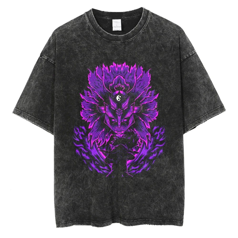Naruto T-shirt Anime Motiv Streetwear Harajuku - Washed Vintage