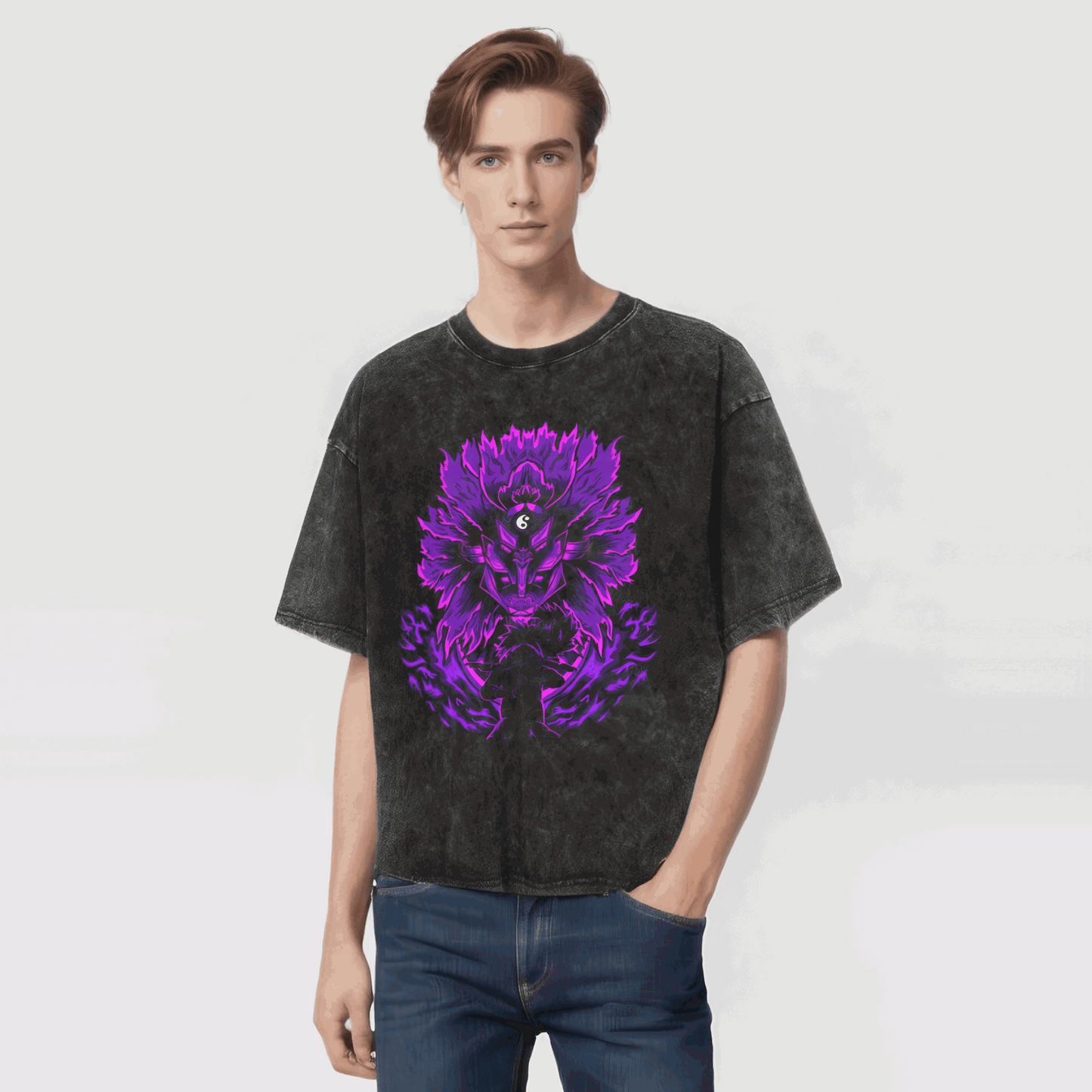 Naruto T-shirt Anime Motiv Streetwear Harajuku - Washed Vintage