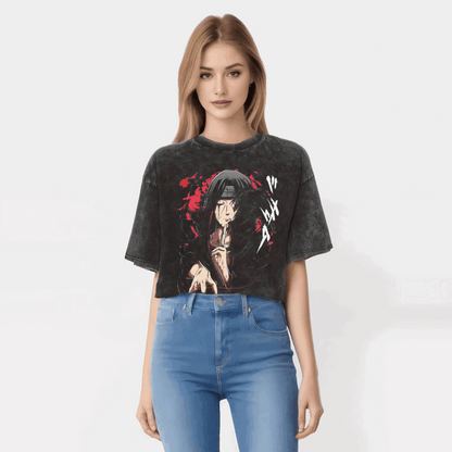Naruto T-shirt Itachi Uchiha - Anime Motiv Streetwear Harajuku - Washed Vintage
