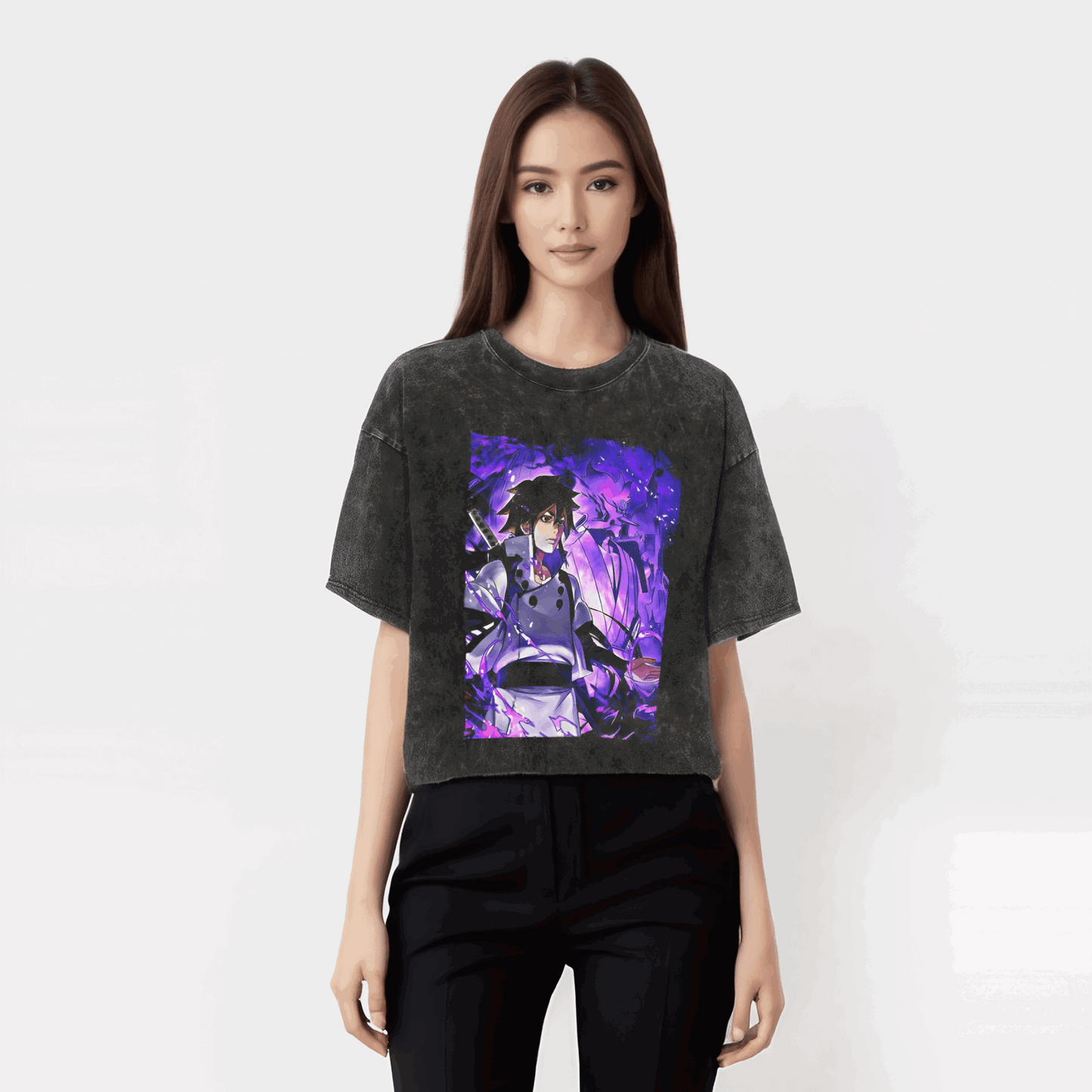 Sasuke Naruto T-shirt - Anime Motiv Streetwear Harajuku - Washed Vintage