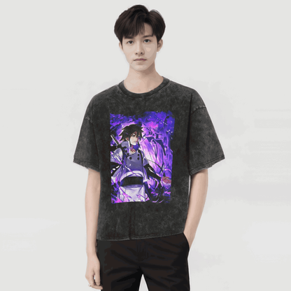 Sasuke Naruto T-shirt - Anime Motiv Streetwear Harajuku - Washed Vintage