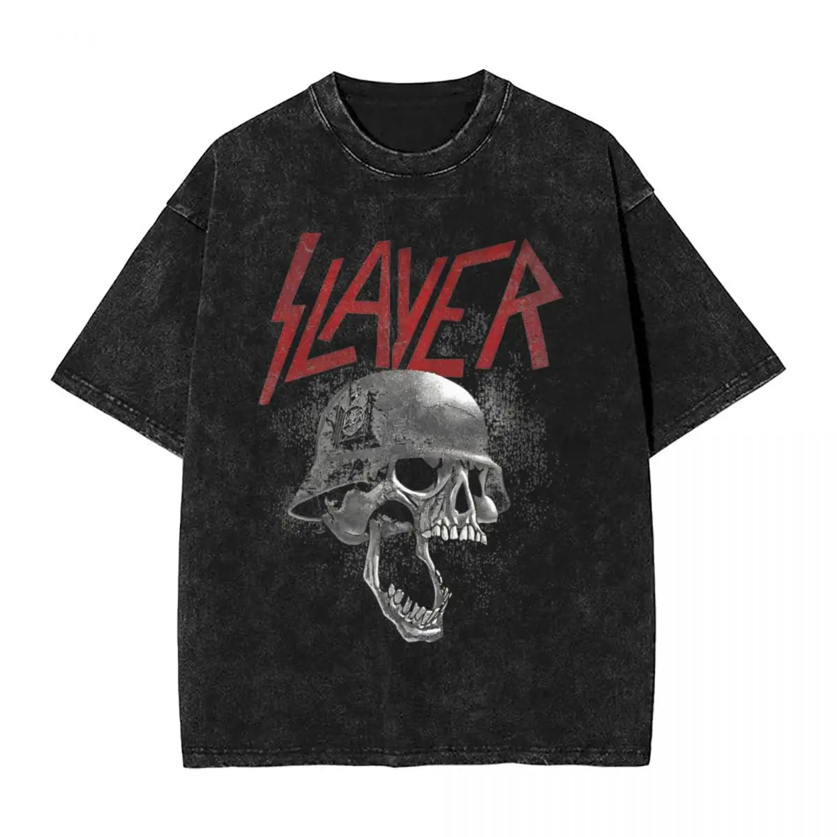 Slayer Skull Helmet Washed T-Shirt Herren Streetwear