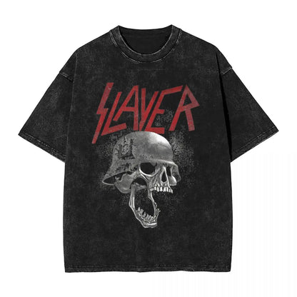 Slayer Skull Helmet Washed T-Shirt Herren Streetwear