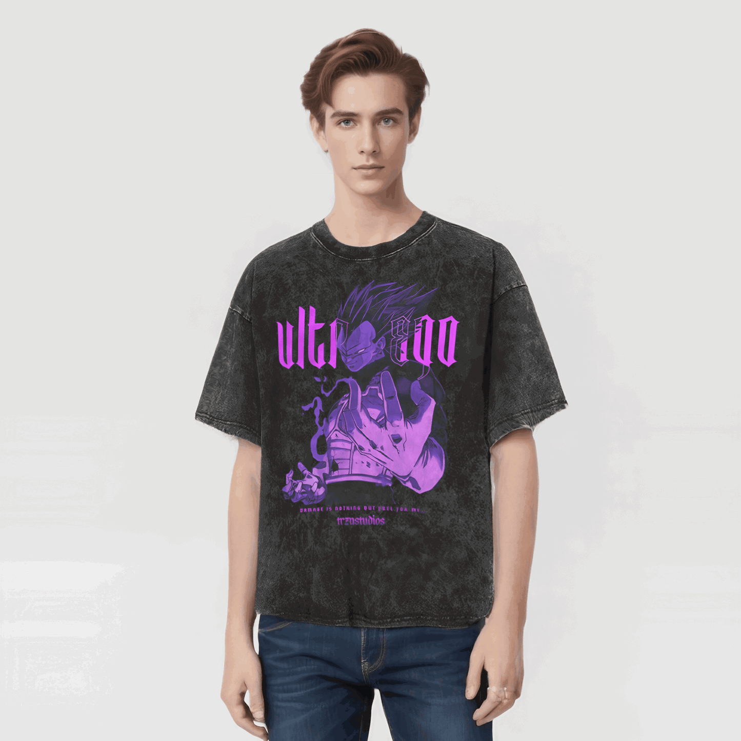 Ultra Ego Dragon Ball Washed Vintage Oversize T-Shirt Herren - Anime Motiv Streetwear