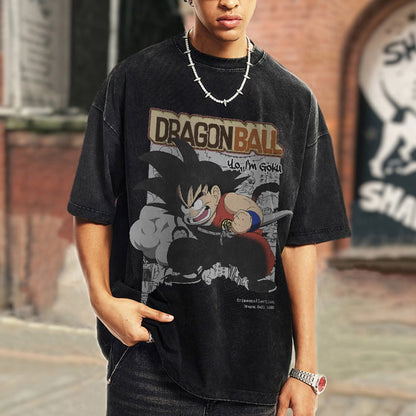 Kid Goku Vintage Oversized T-Shirt Herren | Dragon Ball Super