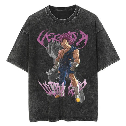 Vegeta Ultra Ego Dragon Ball Washed Vintage Oversize T-Shirt Herren - Anime Motiv Streetwear