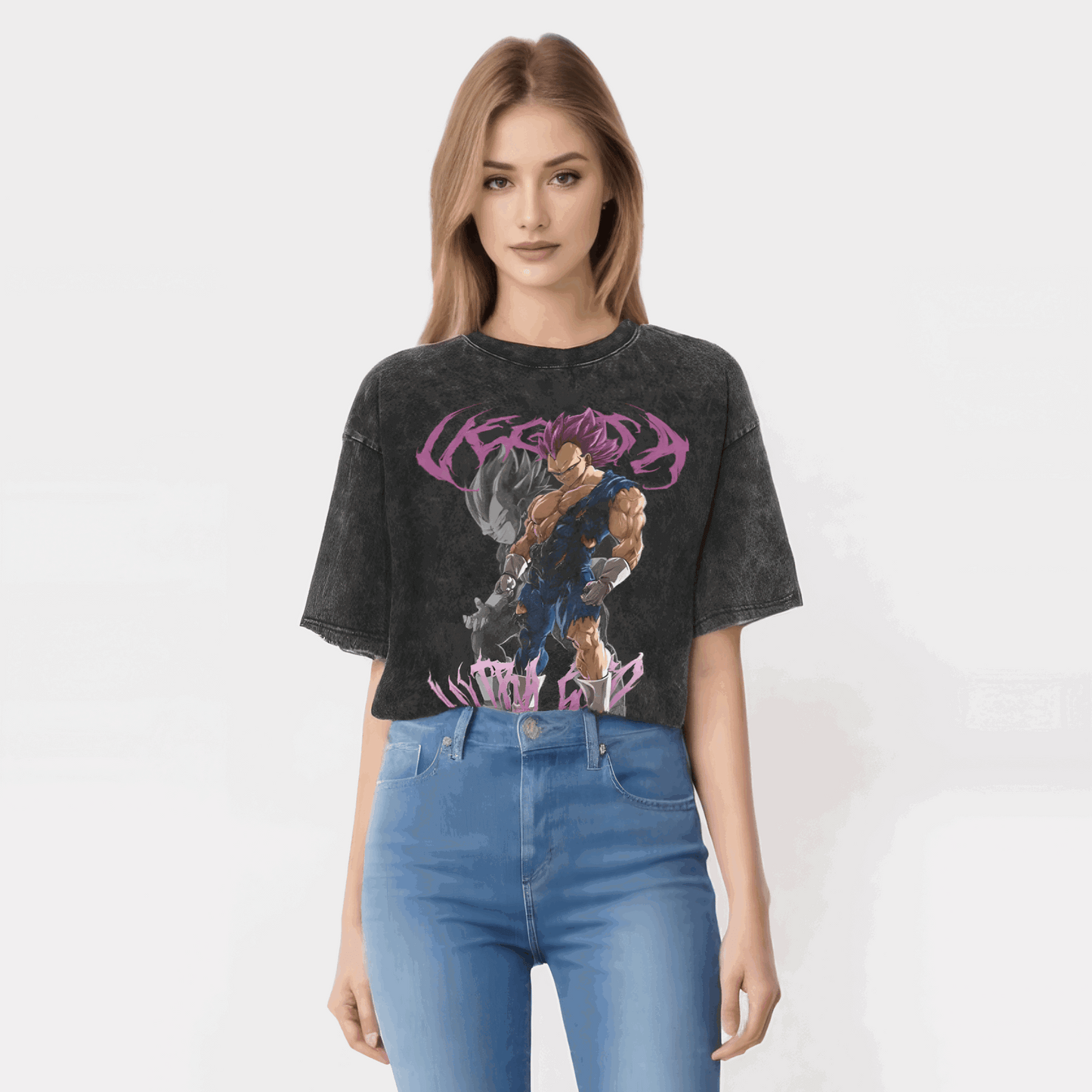 Vegeta Ultra Ego Dragon Ball Washed Vintage Oversize T-Shirt Herren - Anime Motiv Streetwear