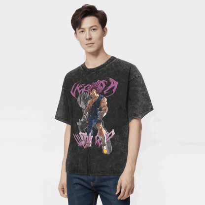 Vegeta Ultra Ego Dragon Ball Washed Vintage Oversize T-Shirt Herren - Anime Motiv Streetwear