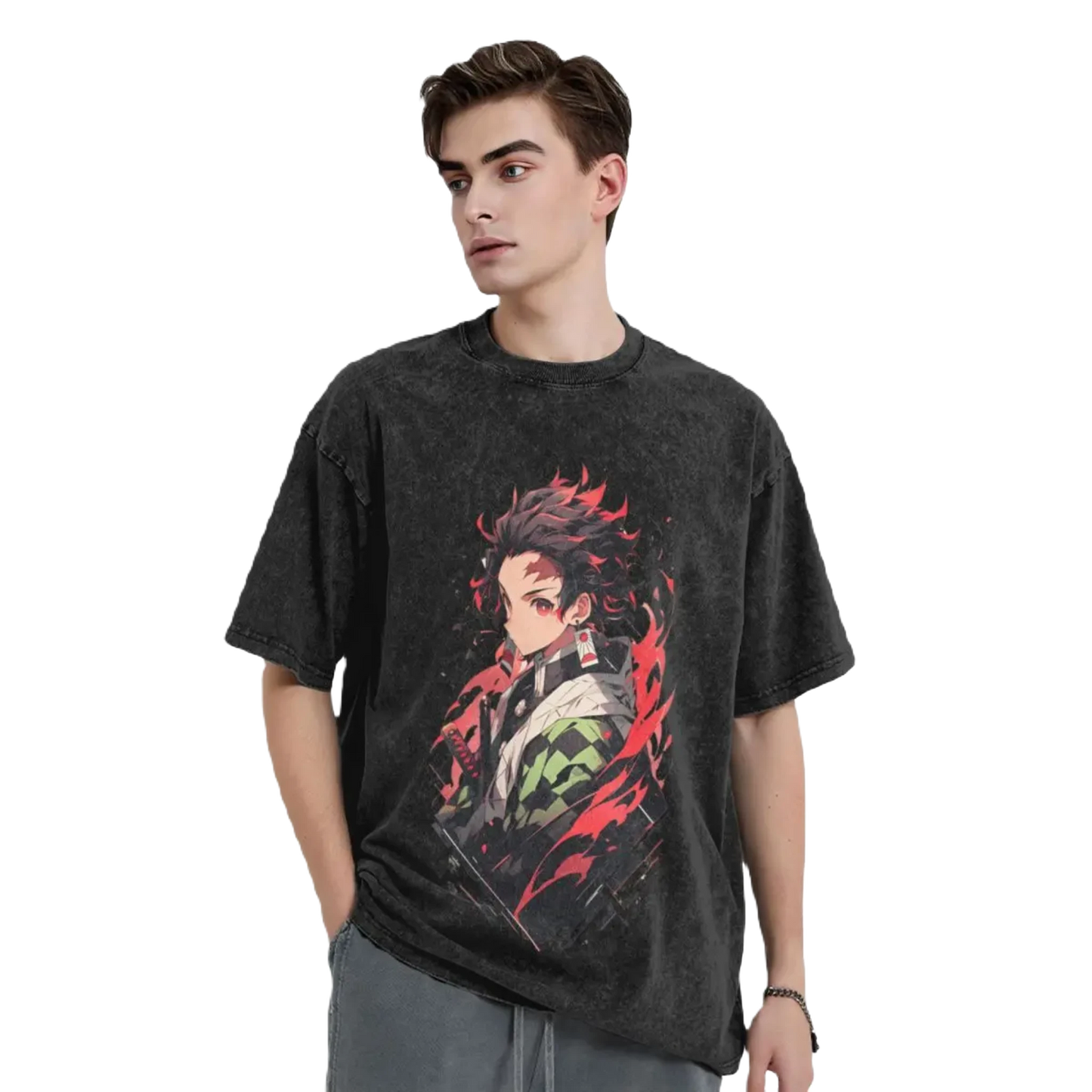Anime Motiv Tee Washed Cotton Vintage -  Demon Slayers