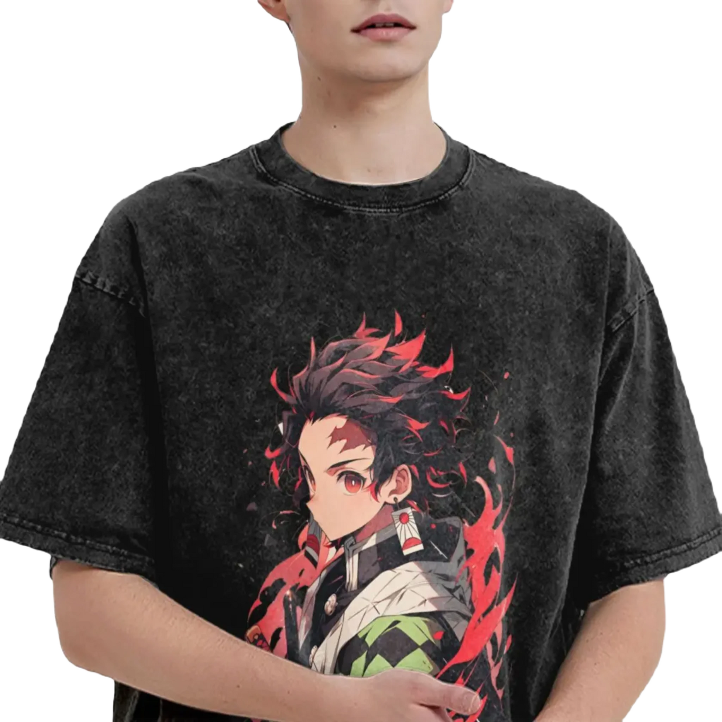 Anime Motiv Tee Washed Cotton Vintage -  Demon Slayers