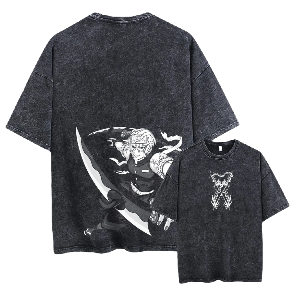 Anime Motiv Demon Slayer - Kimetsu no Yaiba Washed Tee - Cotton Vintage