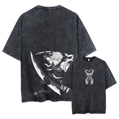 Anime Motiv Demon Slayer - Kimetsu no Yaiba Washed Tee - Cotton Vintage