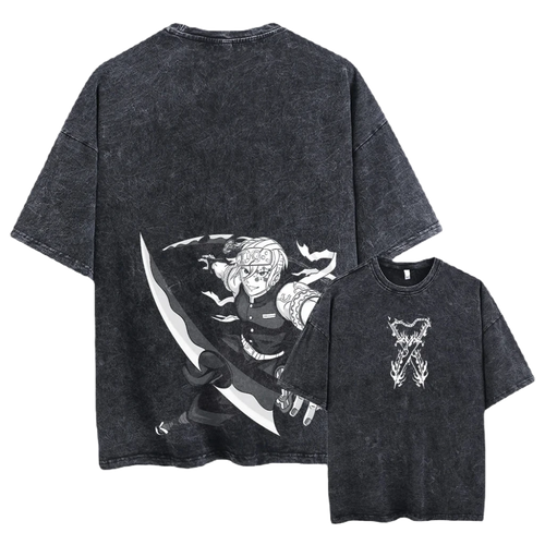 Anime Motiv Demon Slayer - Kimetsu no Yaiba Washed Tee - Cotton Vintage