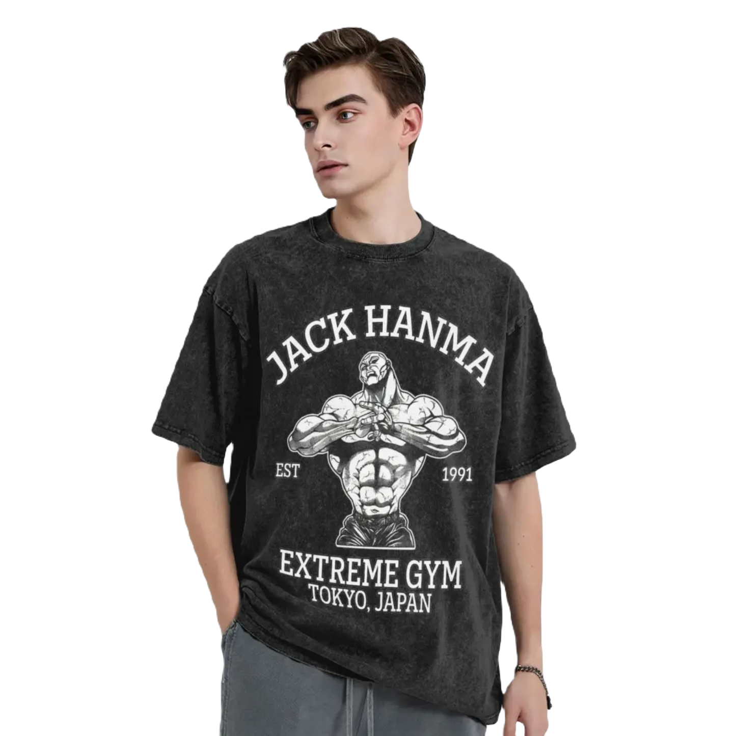 Anime Motiv Washed Vintage Tee - Jack Hanma