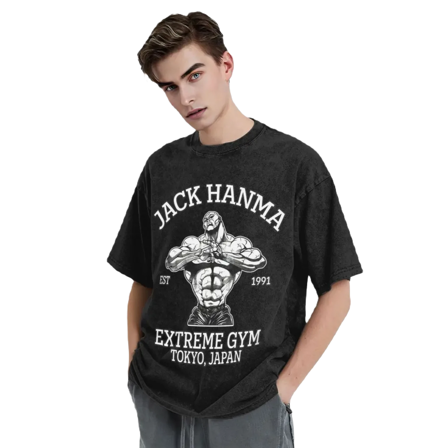Anime Motiv Washed Vintage Tee - Jack Hanma