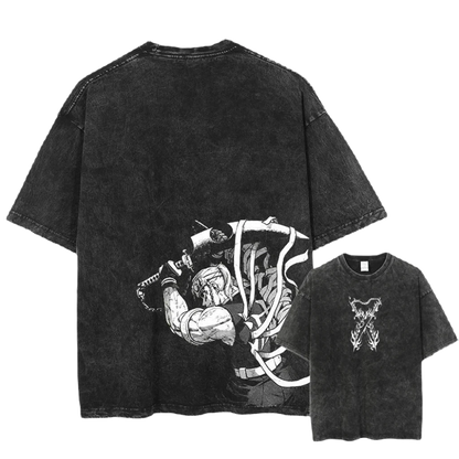 Anime Motiv Demon Slayer Washed Tee - Piggy Cotton Vintage