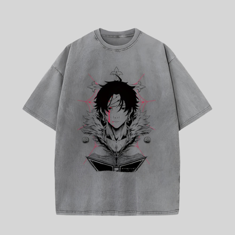 Xhunter Chrollo T-Shirt Herren - Anime Motiv Washed Vintage