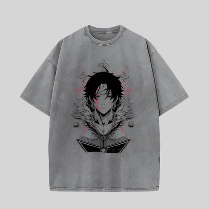 Xhunter Chrollo T-Shirt Herren - Anime Motiv Washed Vintage