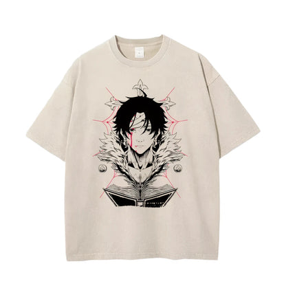 Xhunter Chrollo T-Shirt Herren - Anime Motiv Washed Vintage