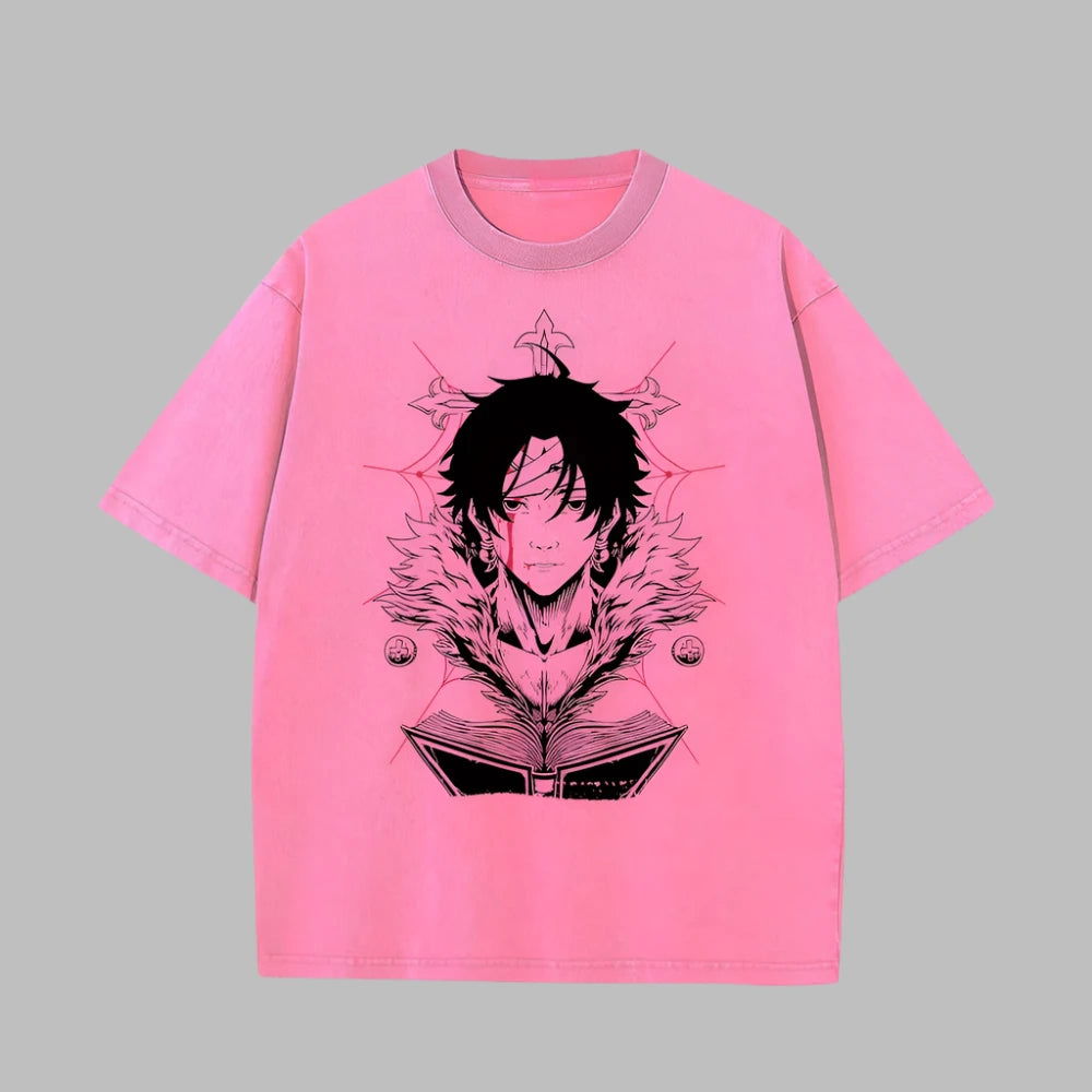 Xhunter Chrollo T-Shirt Herren - Anime Motiv Washed Vintage