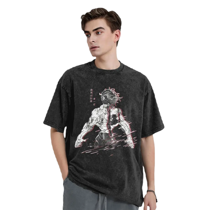 Yujiro Hanma - Anime Motiv Washed Streetwear T-Shirt Herren - Legacy Baki The Grappler