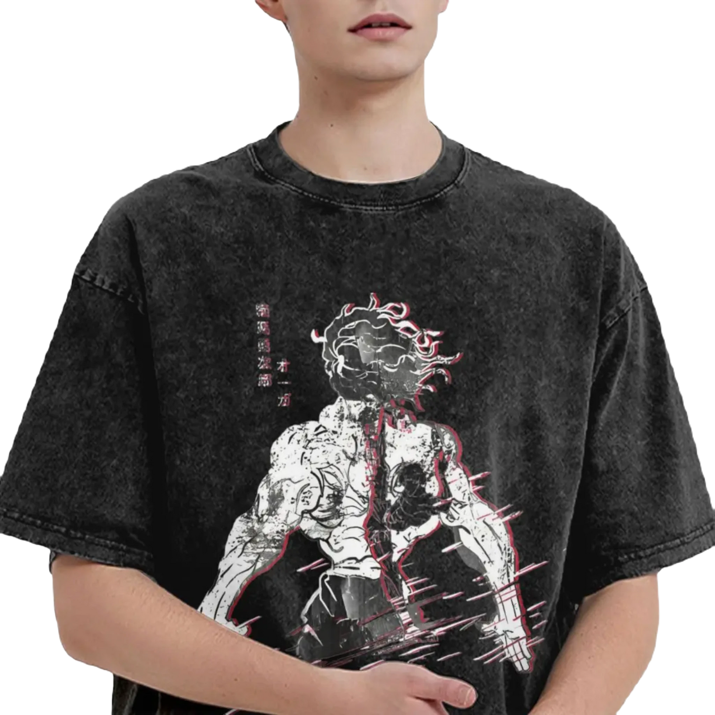 Yujiro Hanma - Anime Motiv Washed Streetwear T-Shirt Herren - Legacy Baki The Grappler
