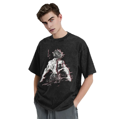 Yujiro Hanma - Anime Motiv Washed Streetwear T-Shirt Herren - Legacy Baki The Grappler
