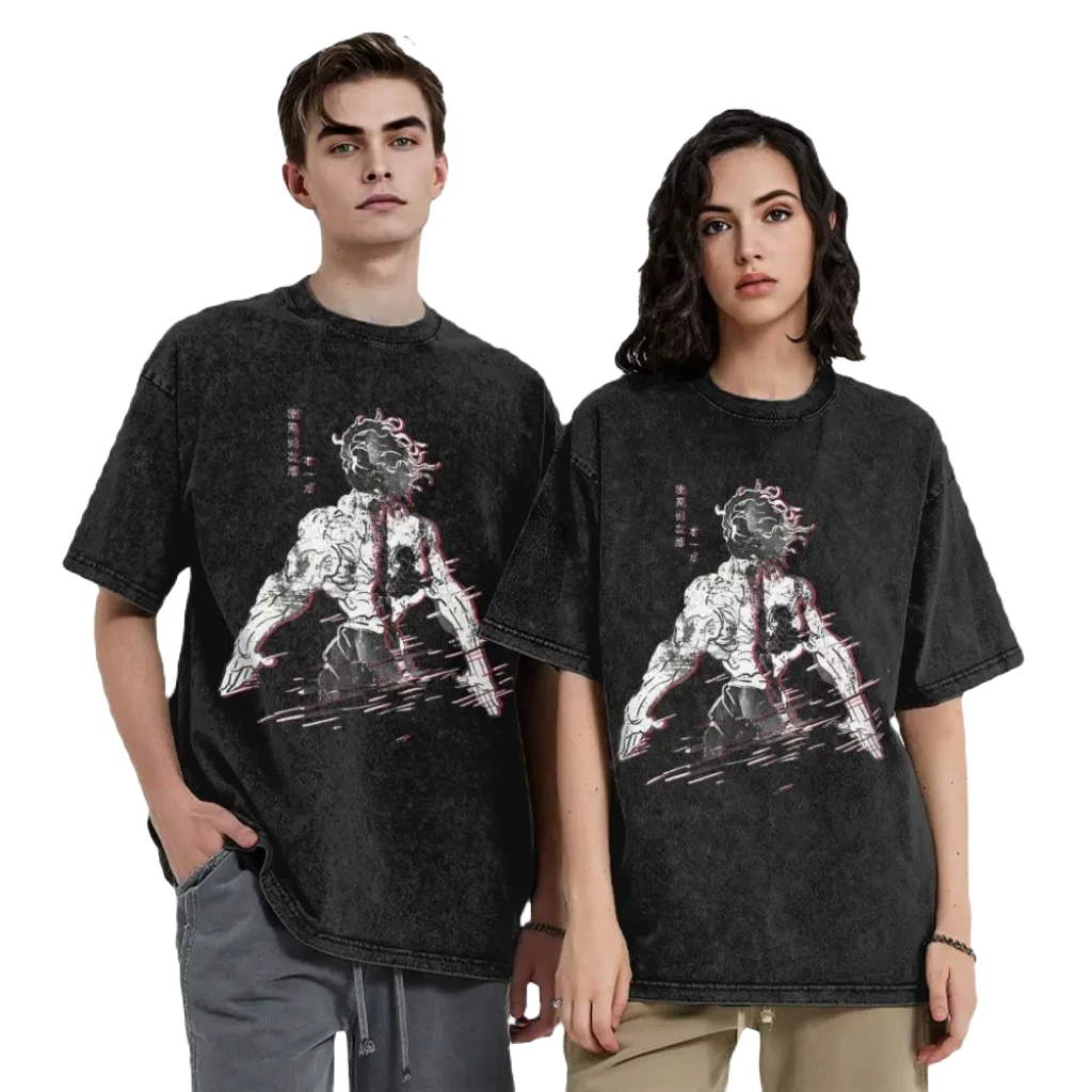 Yujiro Hanma - Anime Motiv Washed Streetwear T-Shirt Herren - Legacy Baki The Grappler