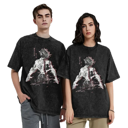 Yujiro Hanma - Anime Motiv Washed Streetwear T-Shirt Herren - Legacy Baki The Grappler