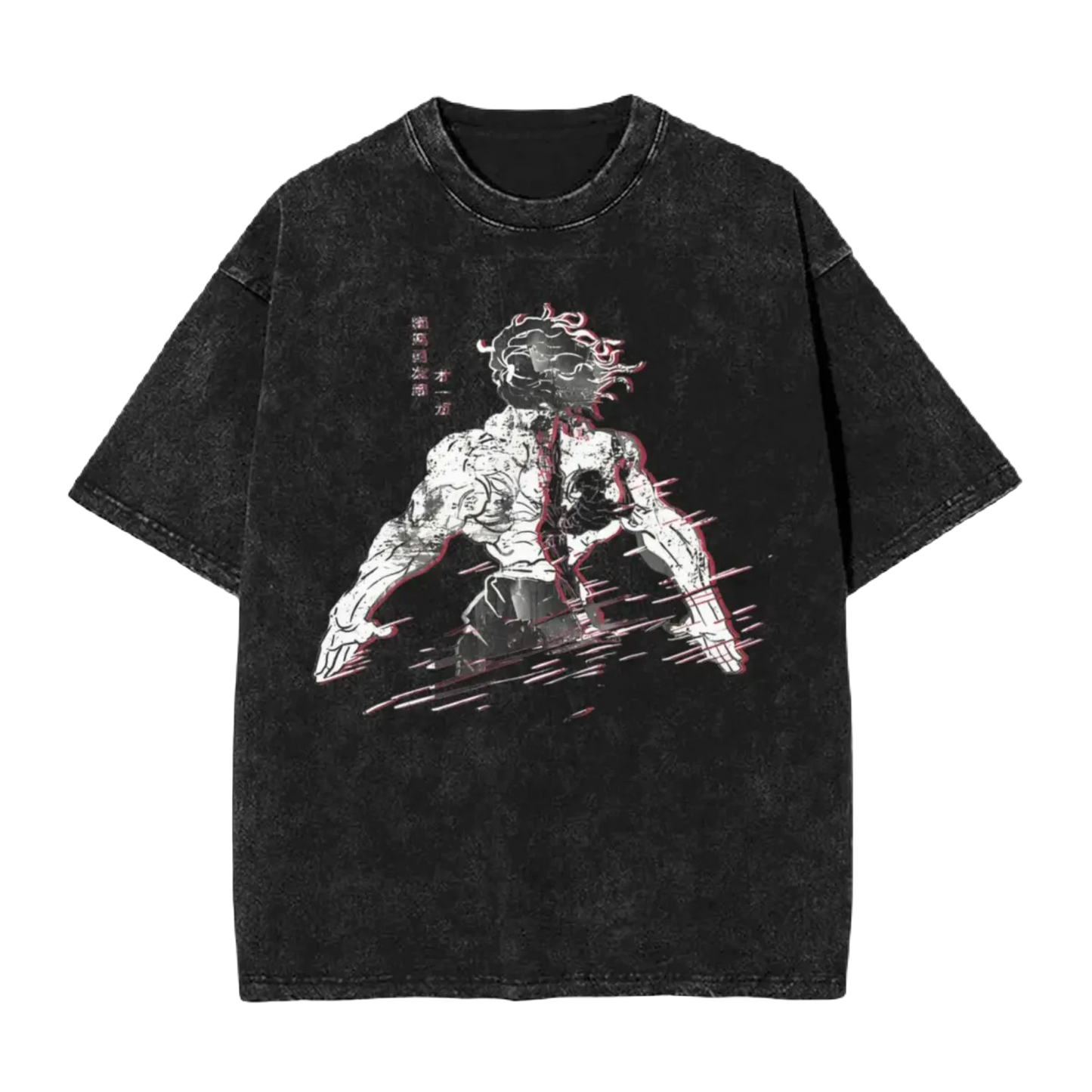 Yujiro Hanma - Anime Motiv Washed Streetwear T-Shirt Herren - Legacy Baki The Grappler