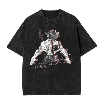 Yujiro Hanma - Anime Motiv Washed Streetwear T-Shirt Herren - Legacy Baki The Grappler