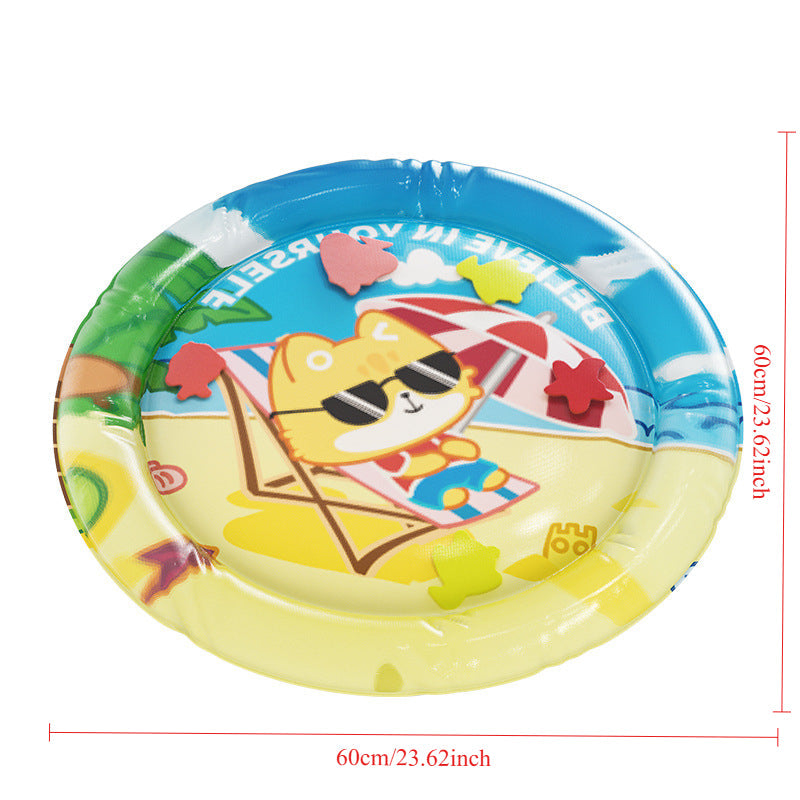 Pet Cooling Splash Pad with Inflatable Rim & Built-In Floating Toys