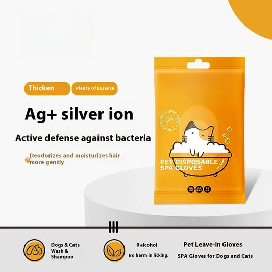Silver Ion No-Rinse Pet Cleaning Mitts – Spa-Grade Grooming Anywhere, Anytime
