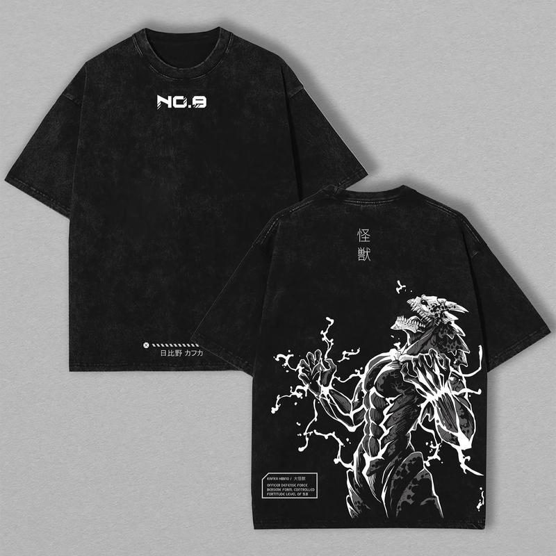 Kaiju Nr. 8 T-Shirt | Übergroßes gewaschenes Anime-Shirt