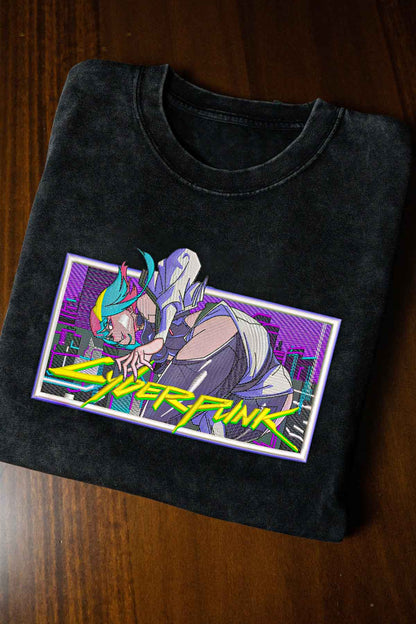 Cyberpunk-Stickerei-T-Shirt