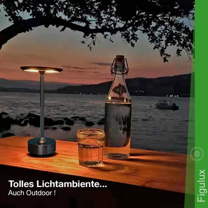 Stilvolle wetterfeste Akku-Tischlampe